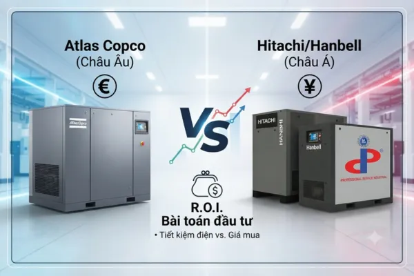 Máy nén khí trục vít: Cuộc chiến ROI giữa "Đại gia" Châu Âu và "Cường quốc" Châu Á – Lựa chọn nào cho nhà máy của bạn?