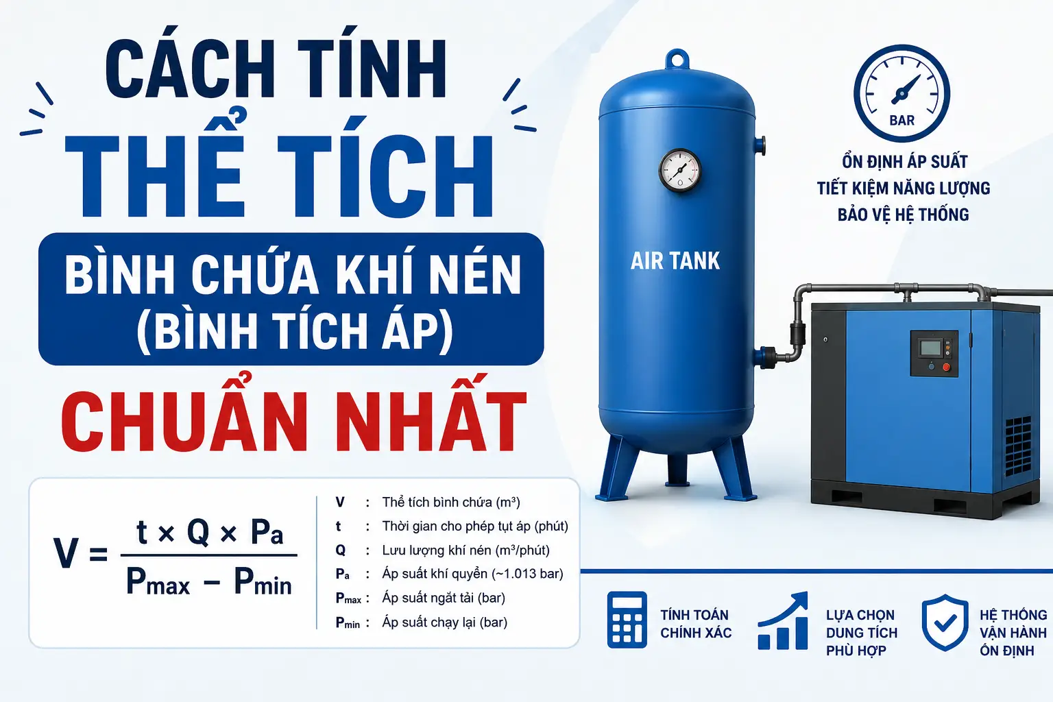 Cách Tính Thể Tích Bình Chứa Khí Nén (Bình Tích Áp) Chuẩn Nhất
